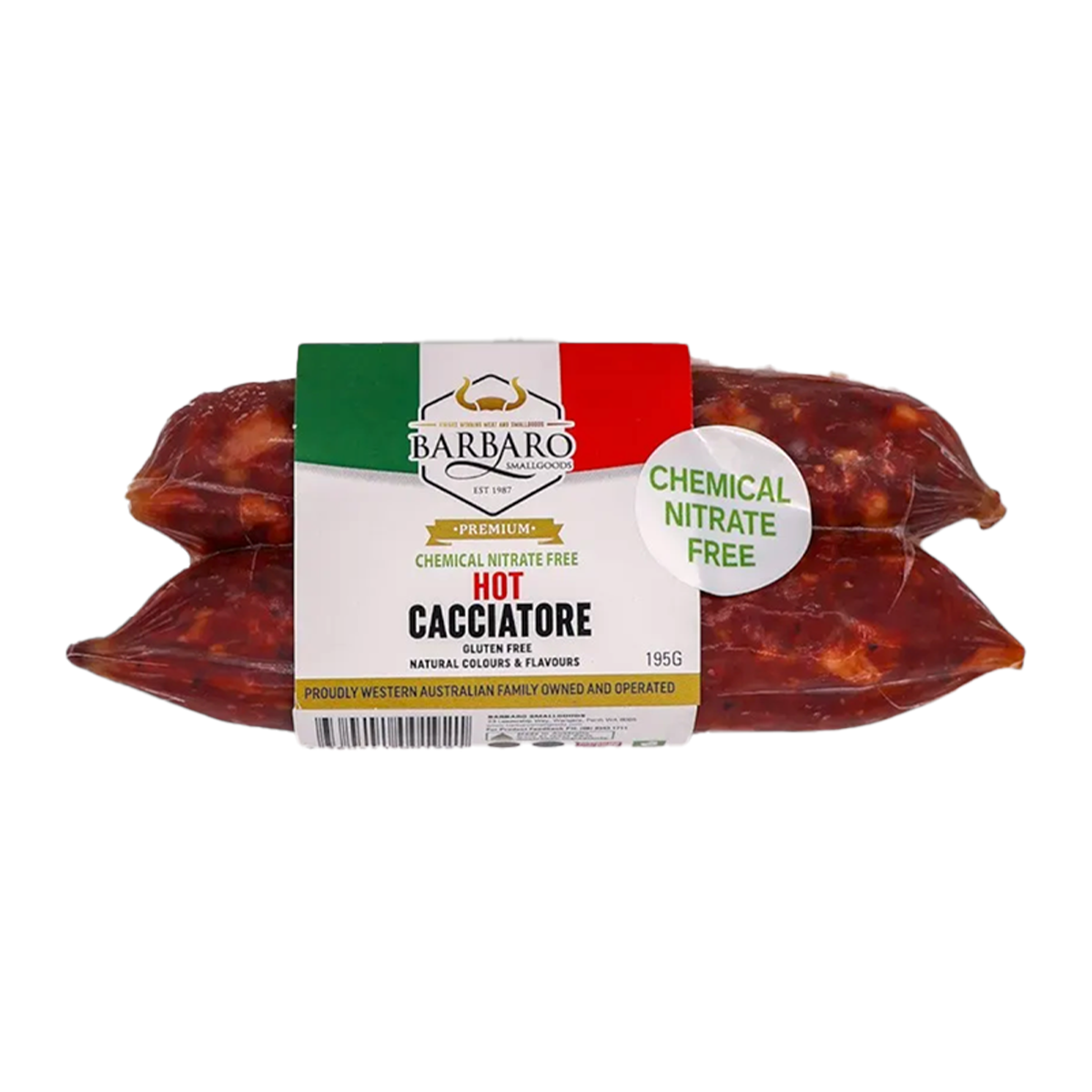 Barbaro Smallgoods Nitrite Free Cacciatore Hot 195g