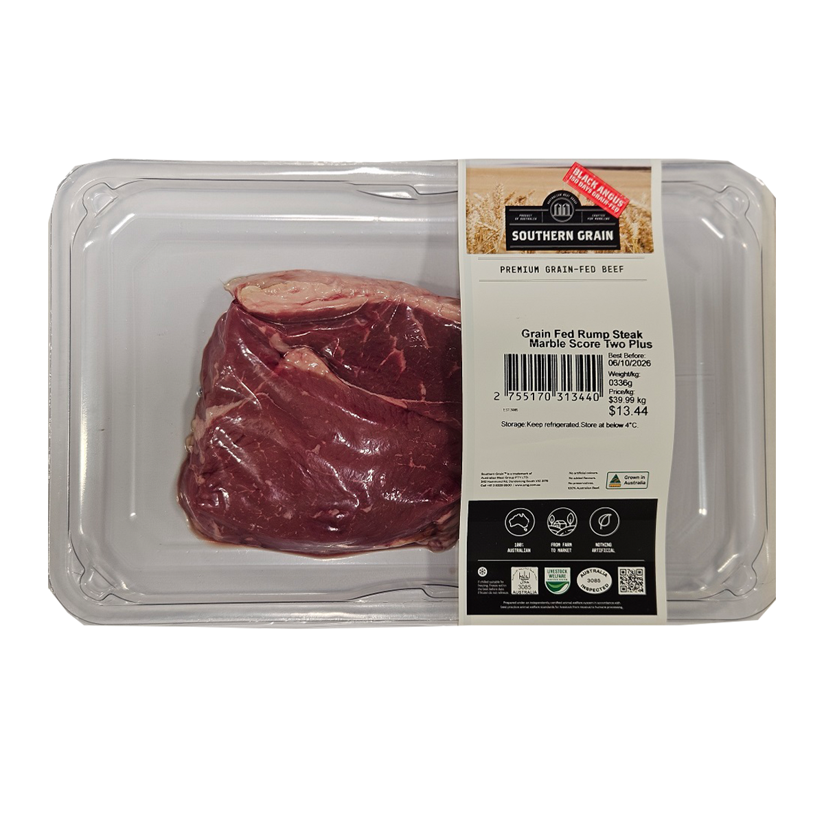 Southern Grain Premium Grain Fed Beef Rump Steak MB2 300-400g
