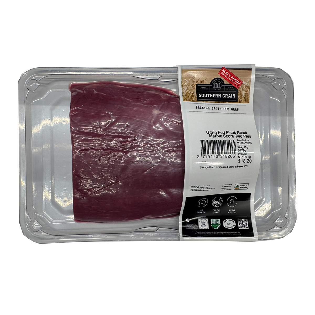 Southern Grain Premium Grain Fed Beef Flank Steak MB2 400-500g