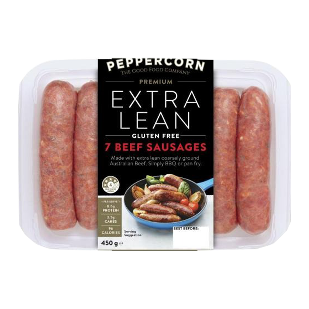 Peppercorn Extra Lean Beef Sausages 450g