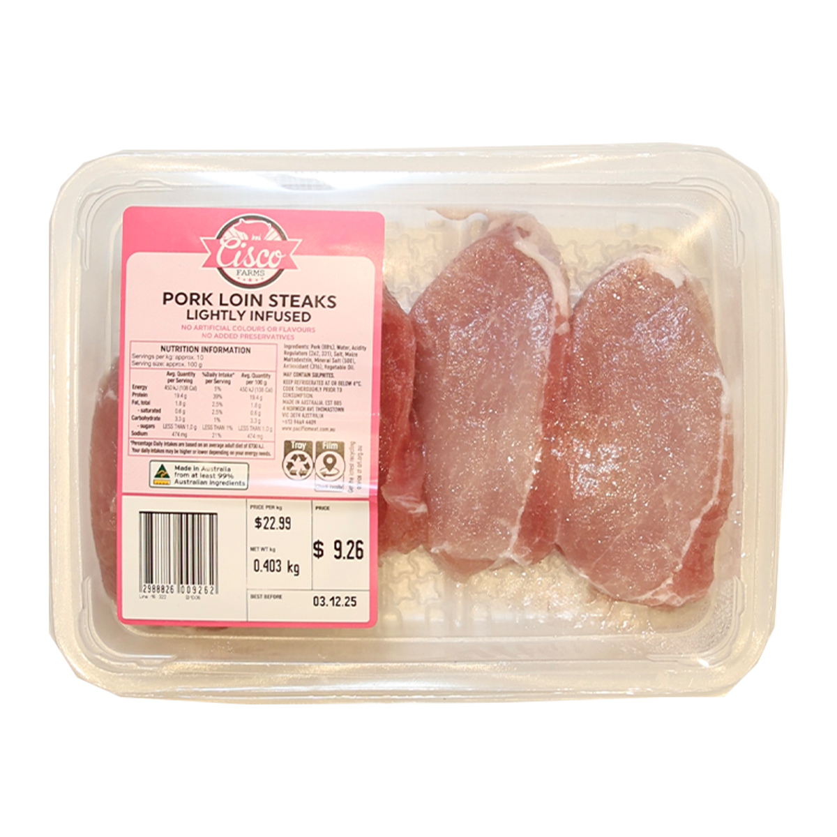 Cisco Pork Loin Steak 300-600g