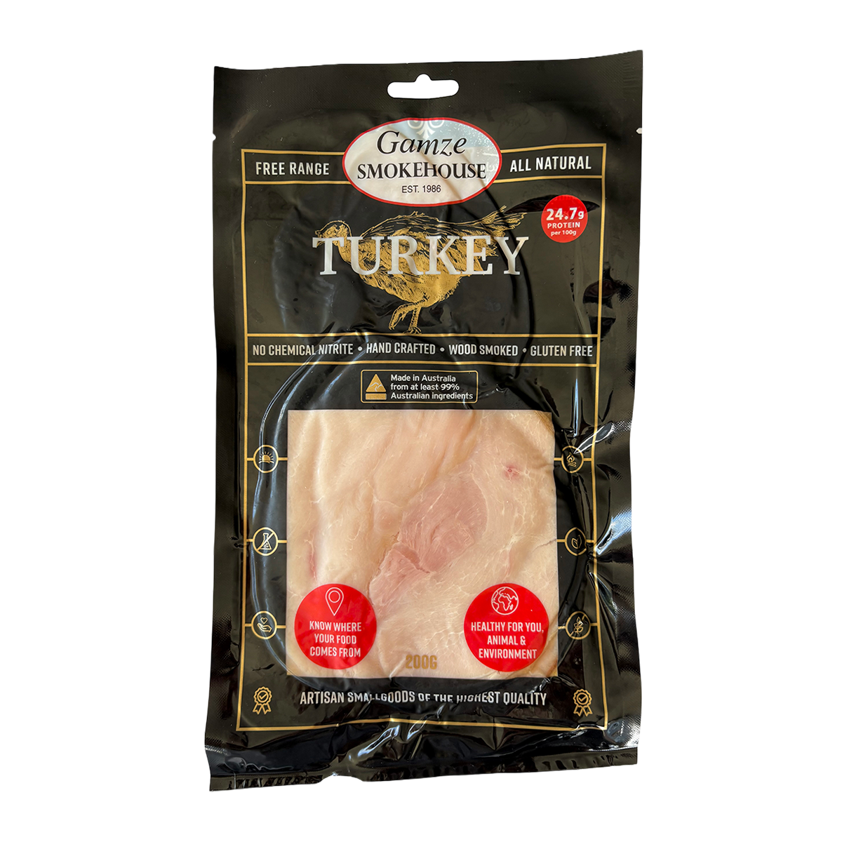 Gamze Smokehouse Free Range Nitrite Free Turkey Breast Sliced 200g