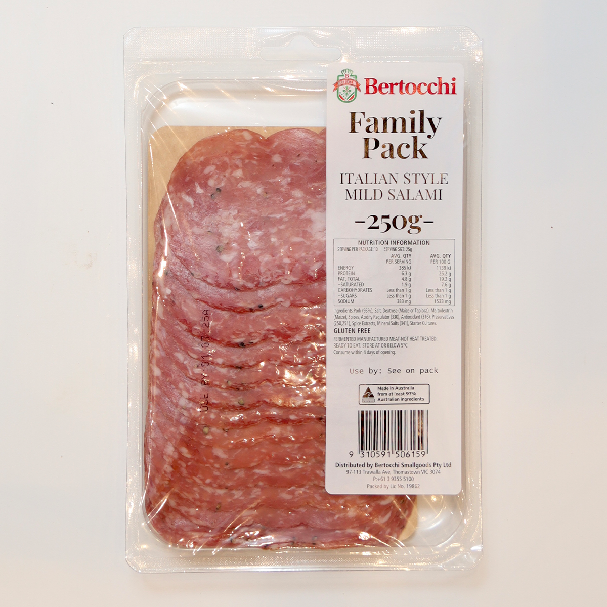 Bertocchi Italian Style Mild Salami Family Pack 250g