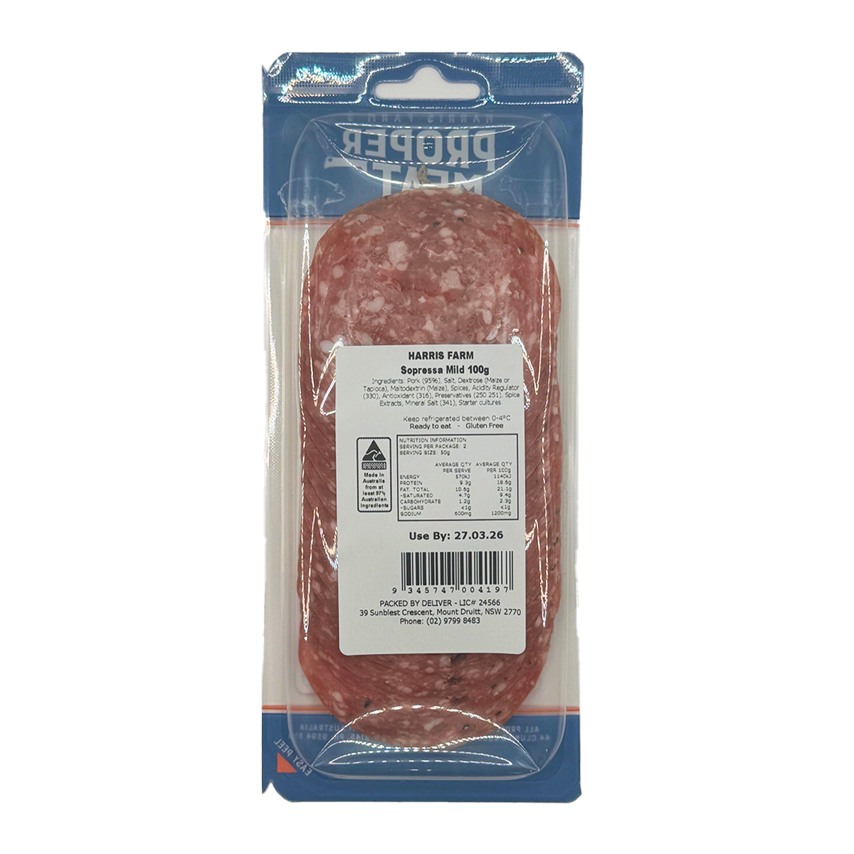 Harris Farm's Proper Meat Sopressa Mild 100g