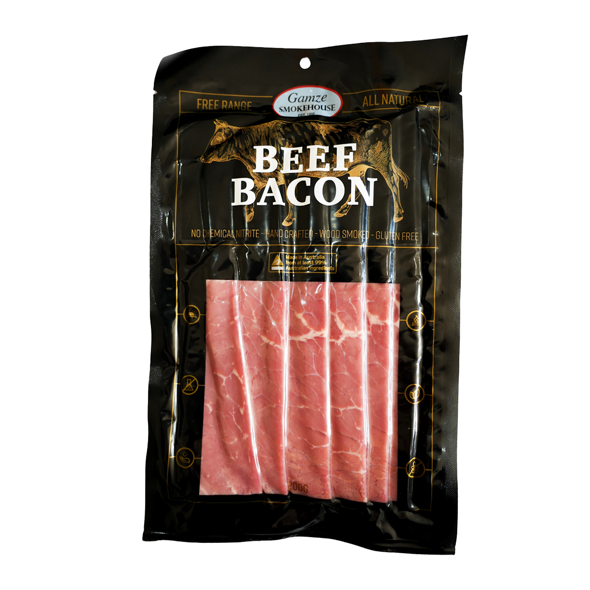 Gamze Smokehouse Nitrite Free Free Range Beef Bacon 200g