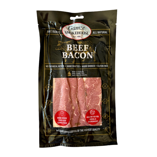Gamze Smokehouse Nitrite Free Free Range Beef Bacon 200g