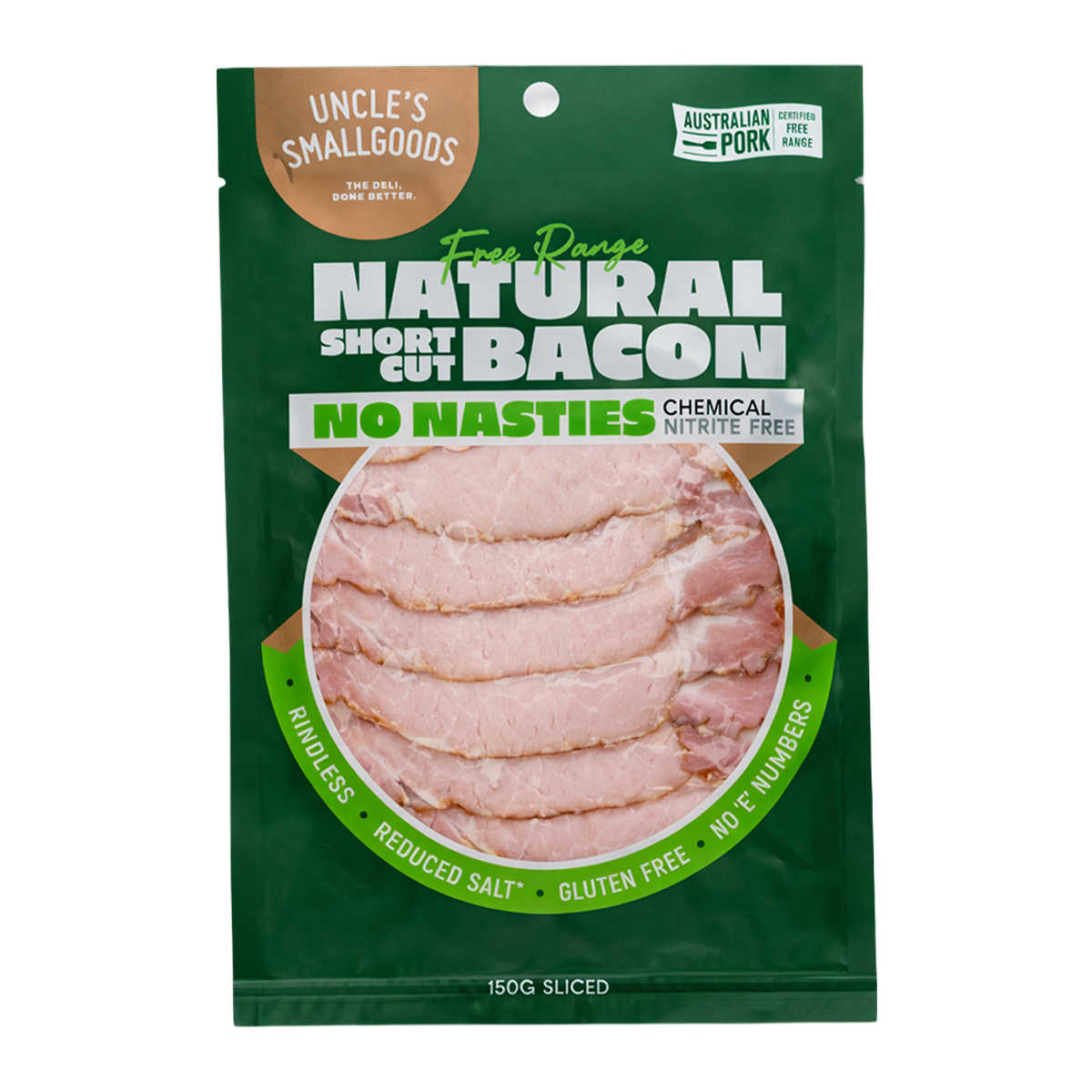 Uncle Smallgoods Nitrite Free Natural Short Bacon 150g