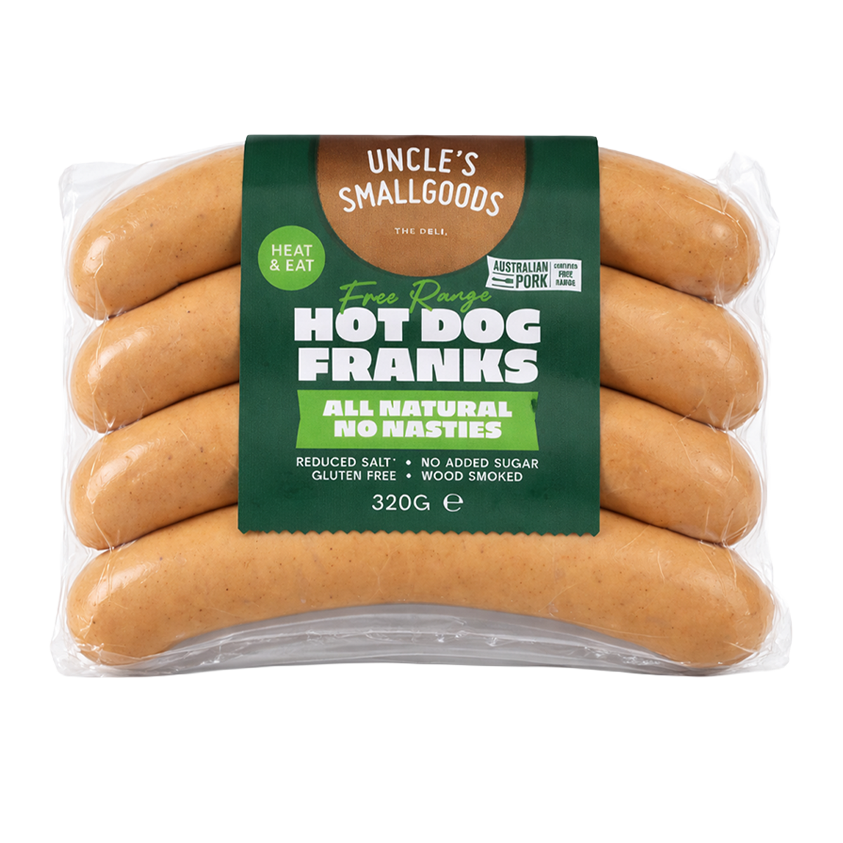 Uncle Smallgoods Nitrite Free Free Range Pork Franks 320g