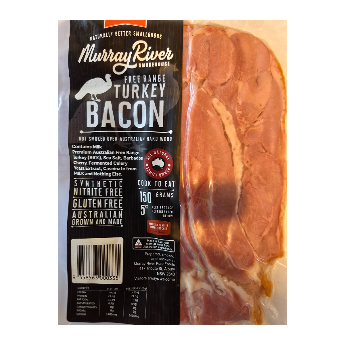 Murray River Smokehouse Nitrite Free Free Range Turkey Bacon 150g