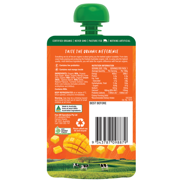 Five AM Mango Organic Kids Yoghurt 120g