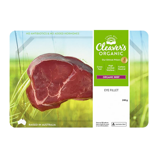 Cleaver's Organic Beef Eye Fillet Steak 240g