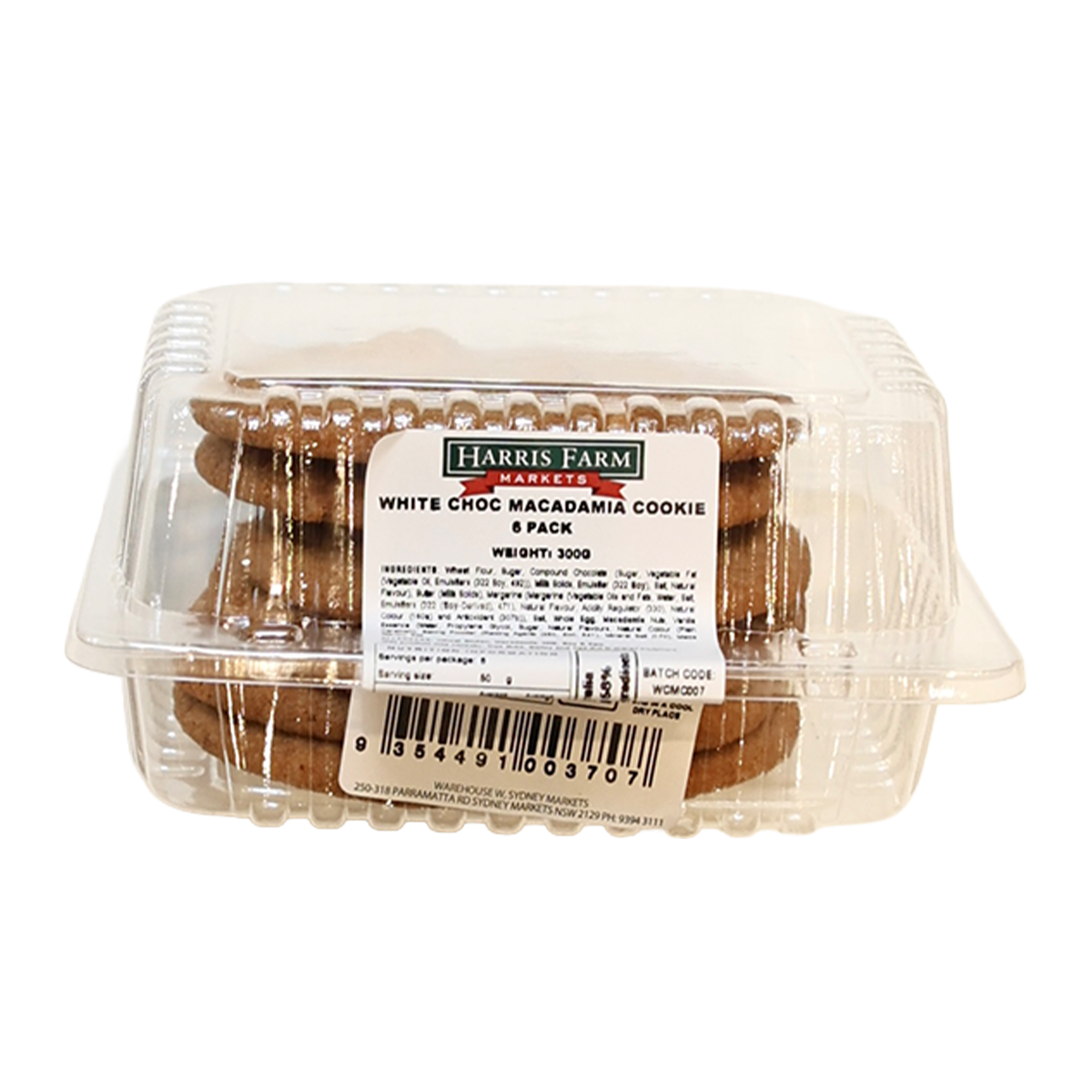 Harris Farm White Chocolate Macadamia Cookies x6 300g