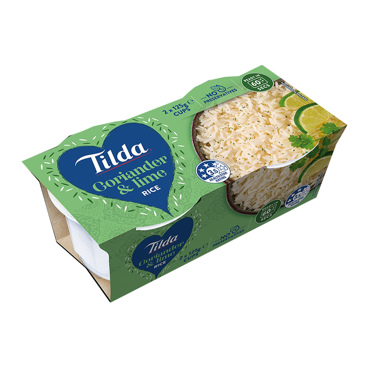 Tilda Coriander & Lime Rice Cups x2 250g