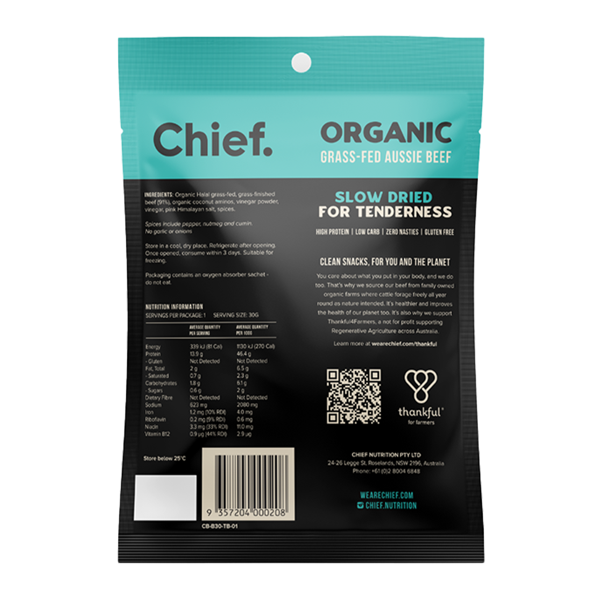 Chief Traditional Beef Grass Fed Biltong 30g