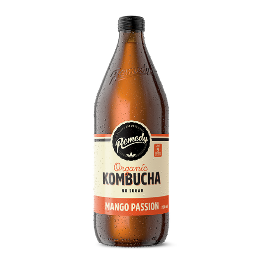 Remedy Organic Kombucha Mango and Passionfruit 750ml
