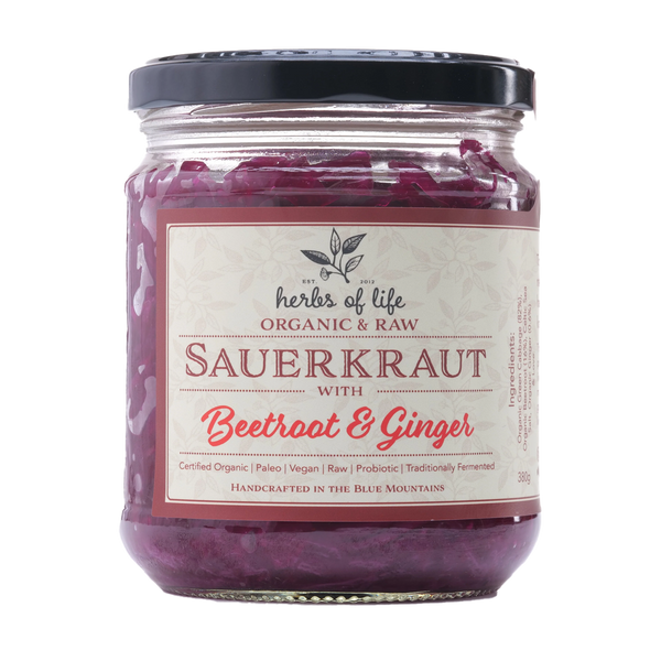 Herbs of Life Organic Sauerkraut Beetroot and Ginger 380g