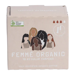 Femme Organic Cotton Regular Tampons 18 Pack