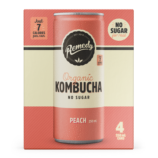 Remedy Organic Kombucha Peach 4 x 250ml