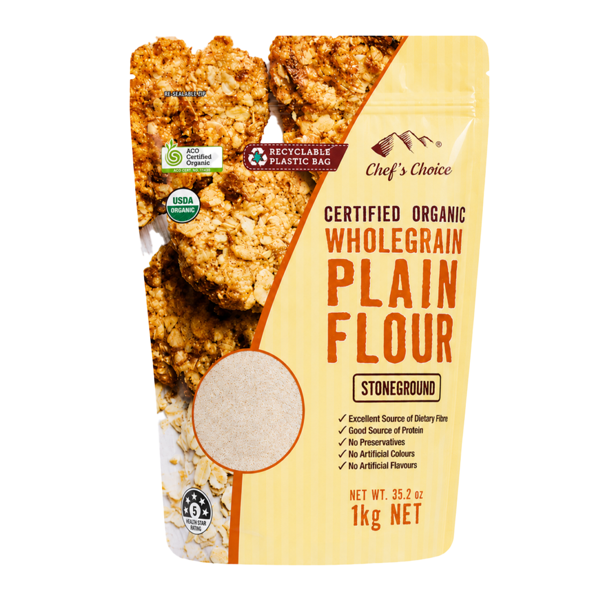 Chef's Choice Organic Stoneground Wholegrain Plain Flour 1KG