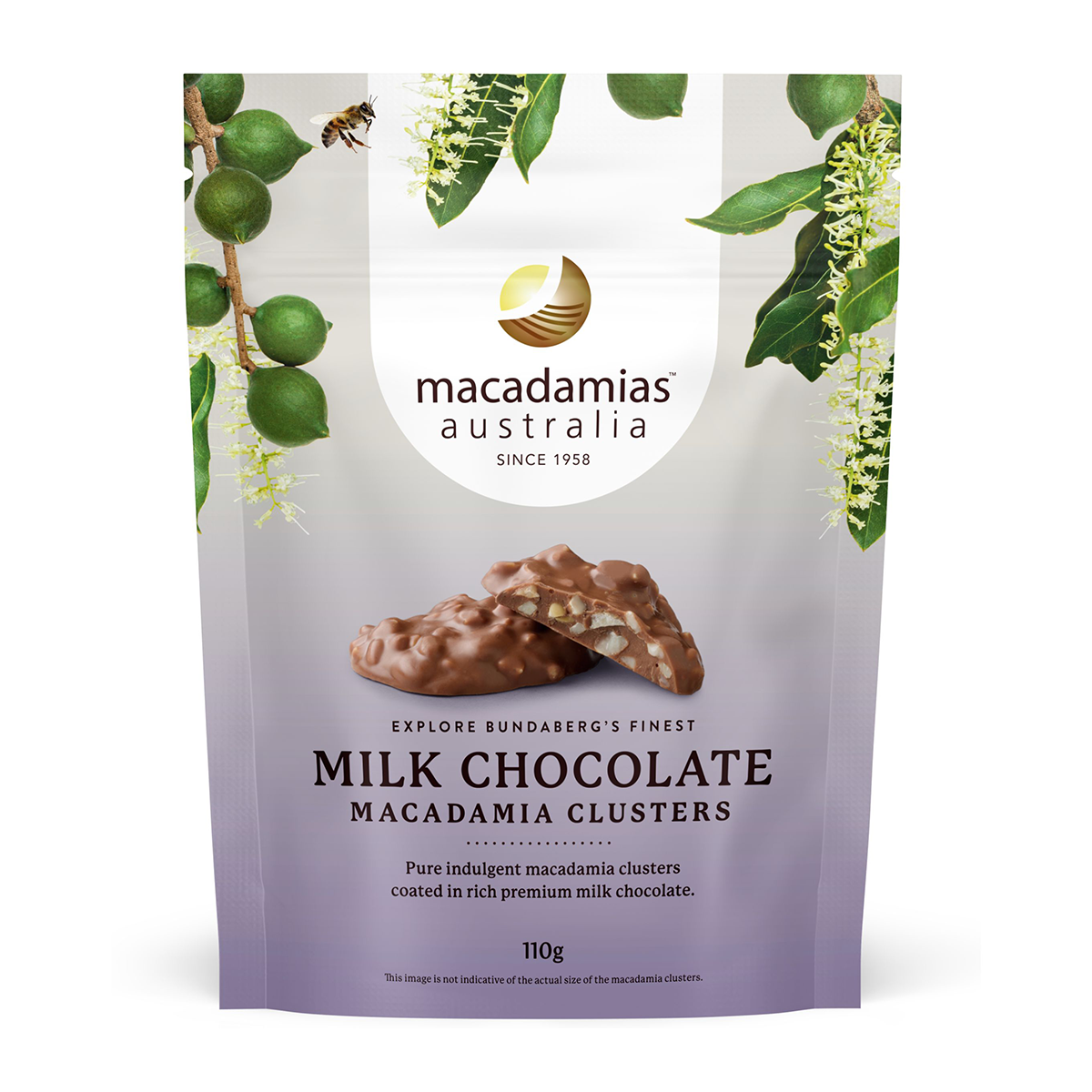 Macadamias Australia Milk Chocolate Macadamia Clusters 110g