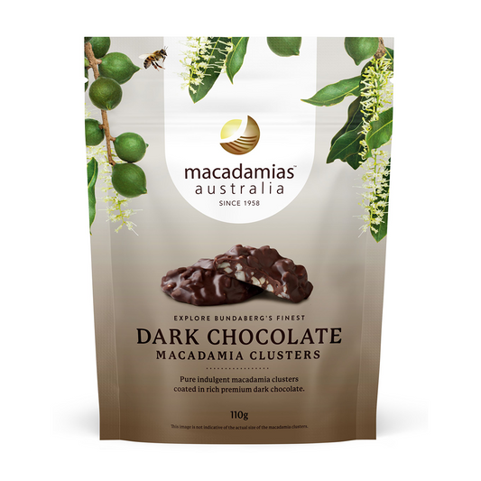 Macadamias Australia Dark Chocolate Macadamia Clusters 110g