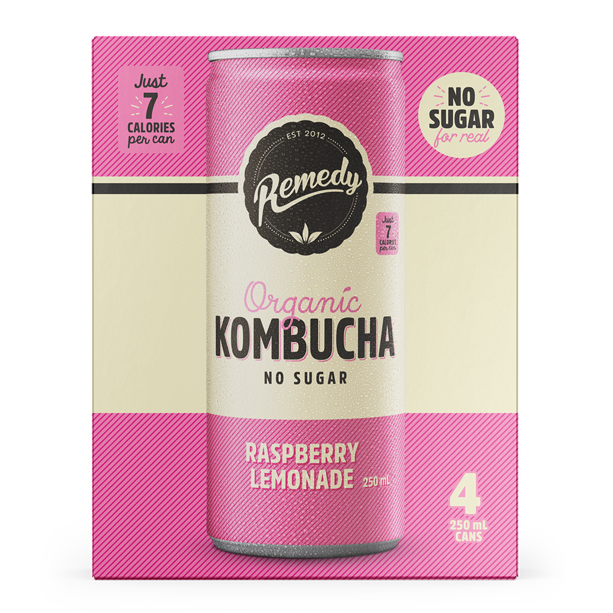 Remedy Organic Kombucha Raspberry Lemonade 4 x 250ml