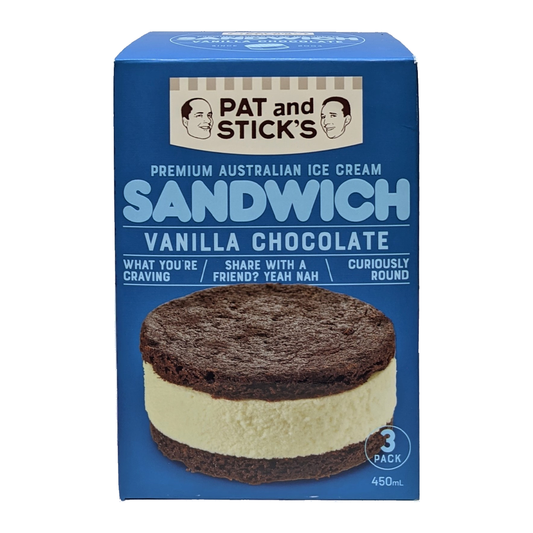 Pat and Stick's Vanilla Chocolate Chip Sandwhich x3 280g