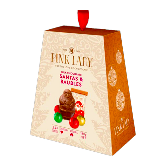 Pink Lady Milk Chocolate Santa & Baubles 180g