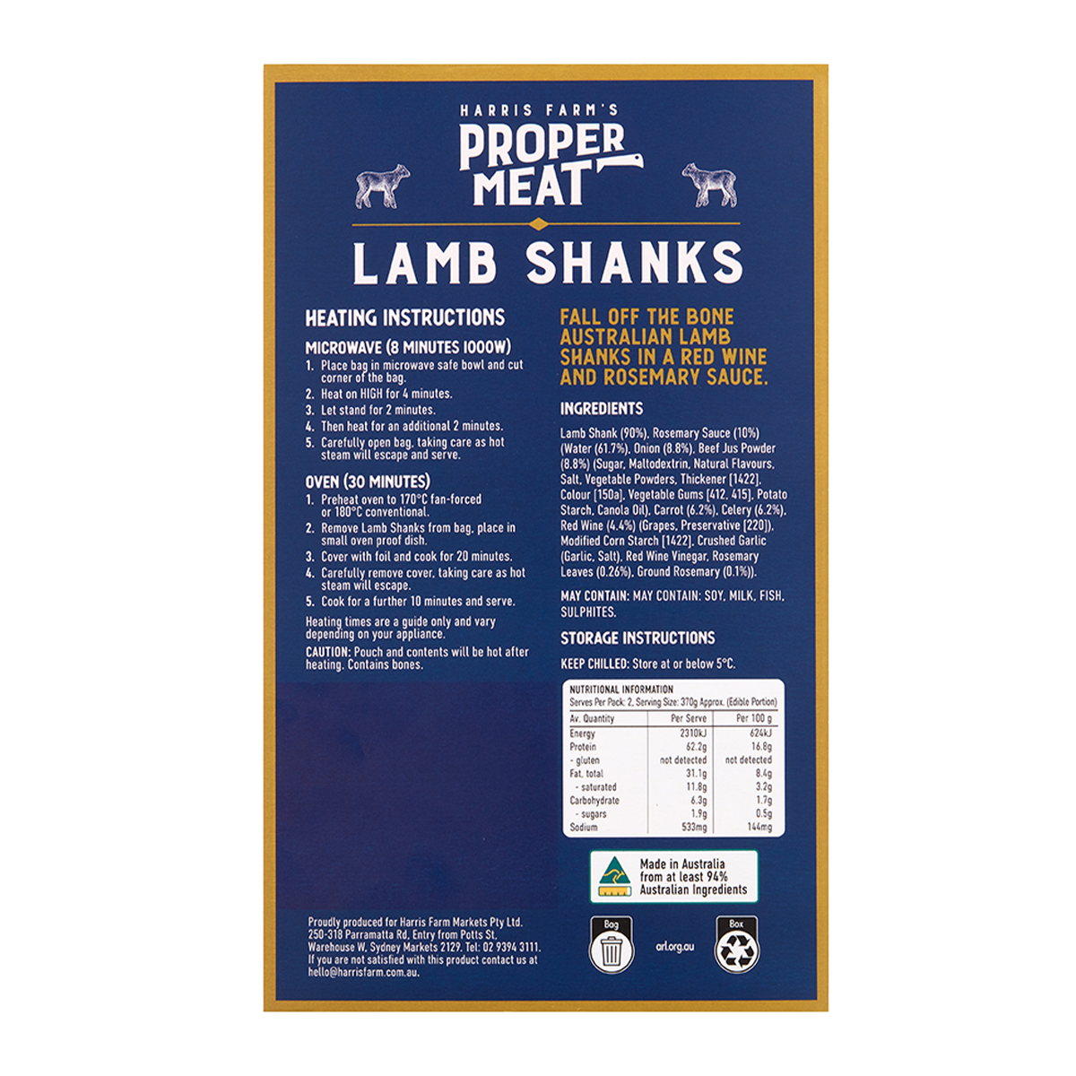 Proper Meat Lamb Shanks in Rosemary Sauce 900-1.2kg