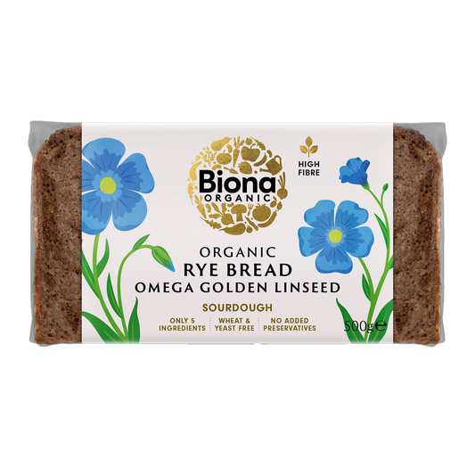 Biona Rye Bread Omega Golden Linseed 500g