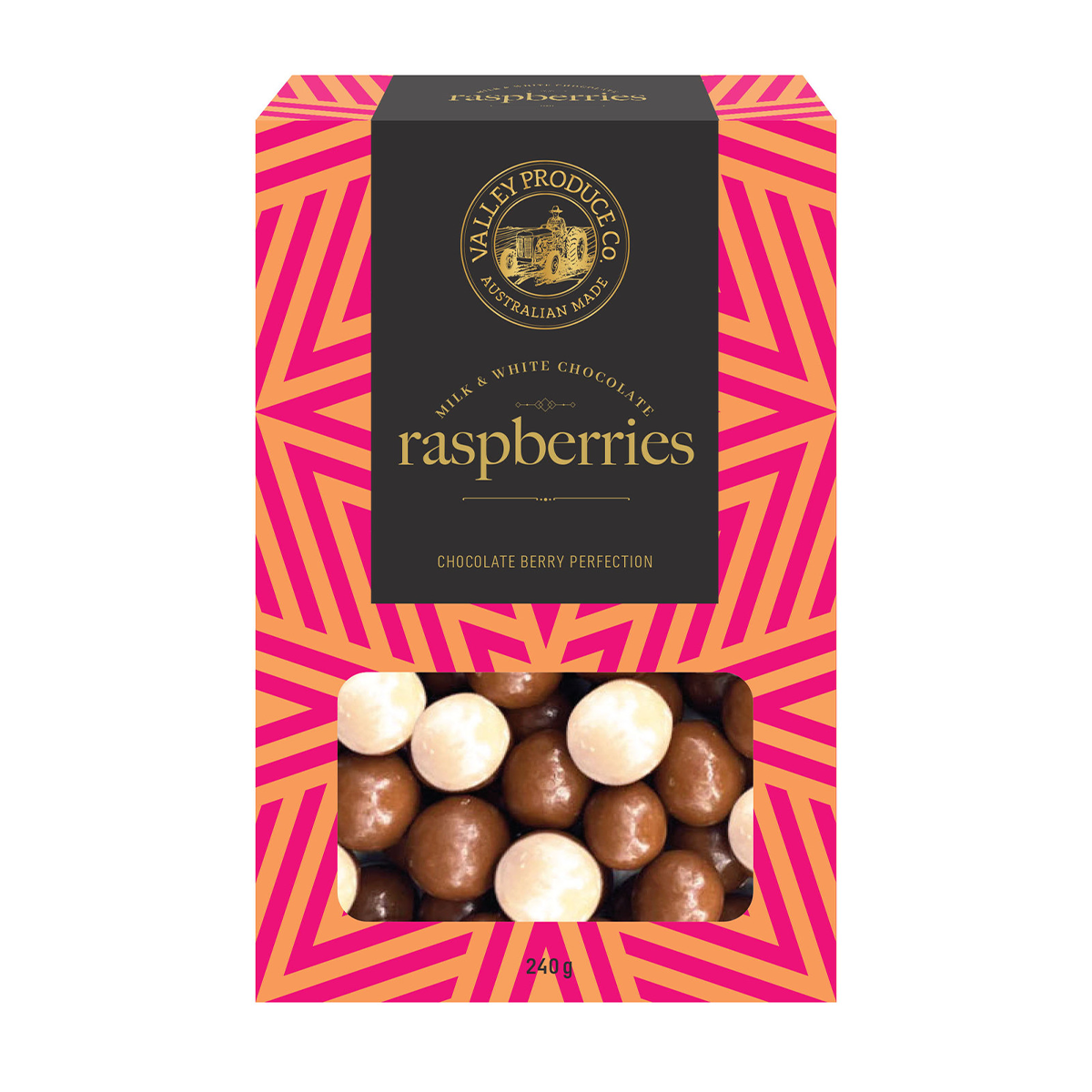 Valley Produce Co Milk & White Chocolate Raspberries 220g
