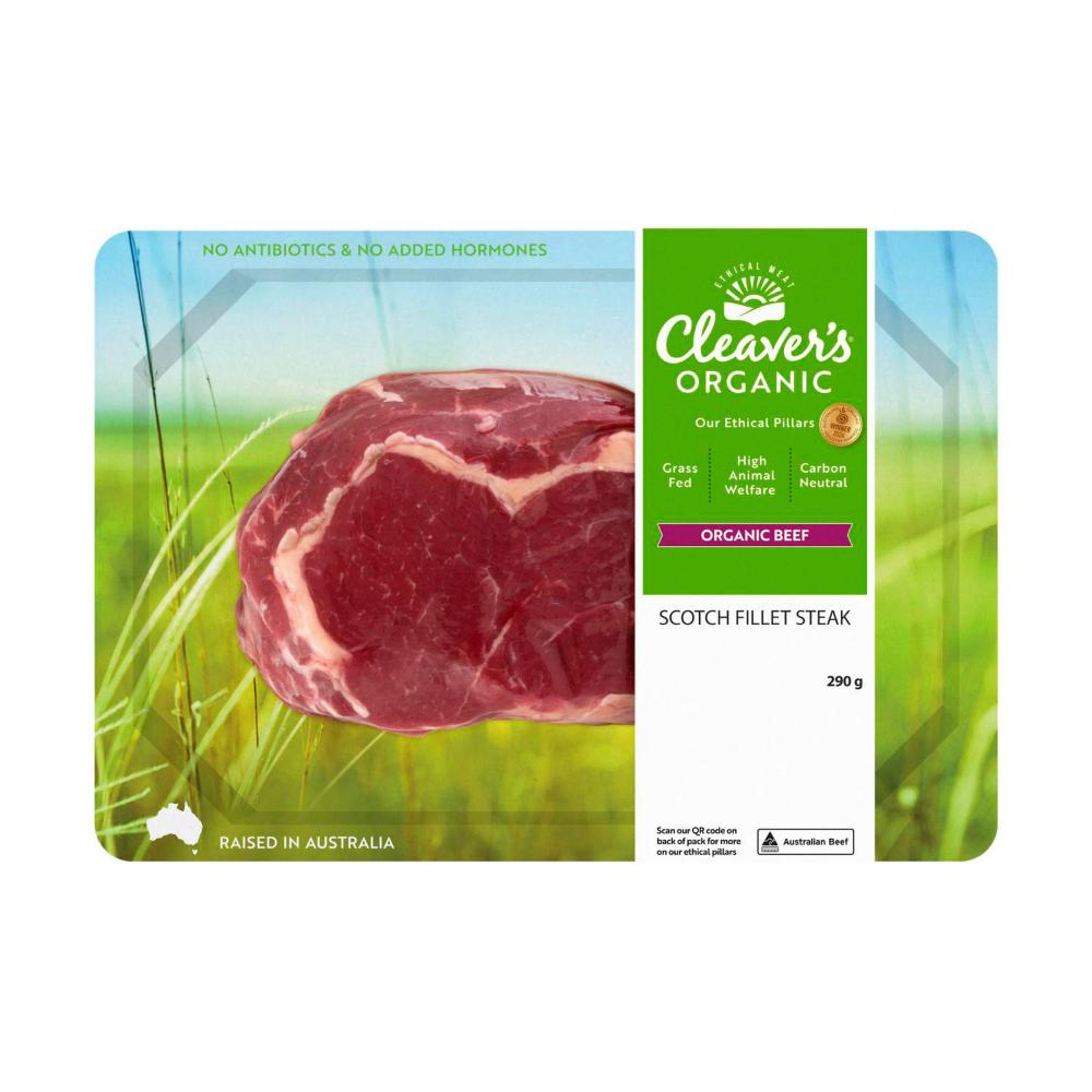Cleaver's Organic Beef Scotch Fillet Steak 290g