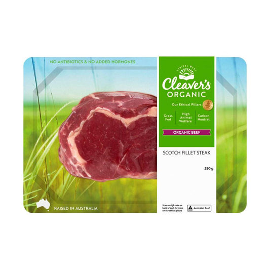 Cleaver's Organic Beef Scotch Fillet Steak 290g