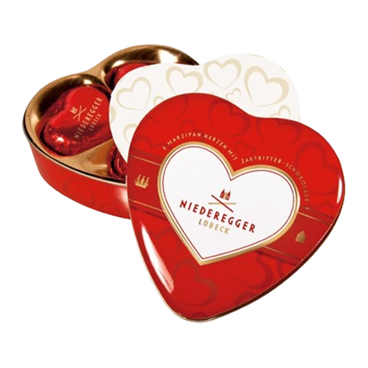 Niederegger Marzipan Chocolate Hearts in Gift Tin 75g
