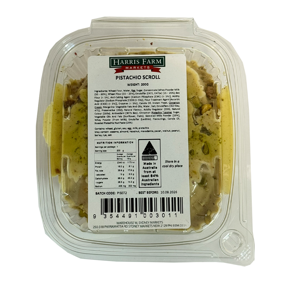 Harris Farm Pistachio Scroll 200g