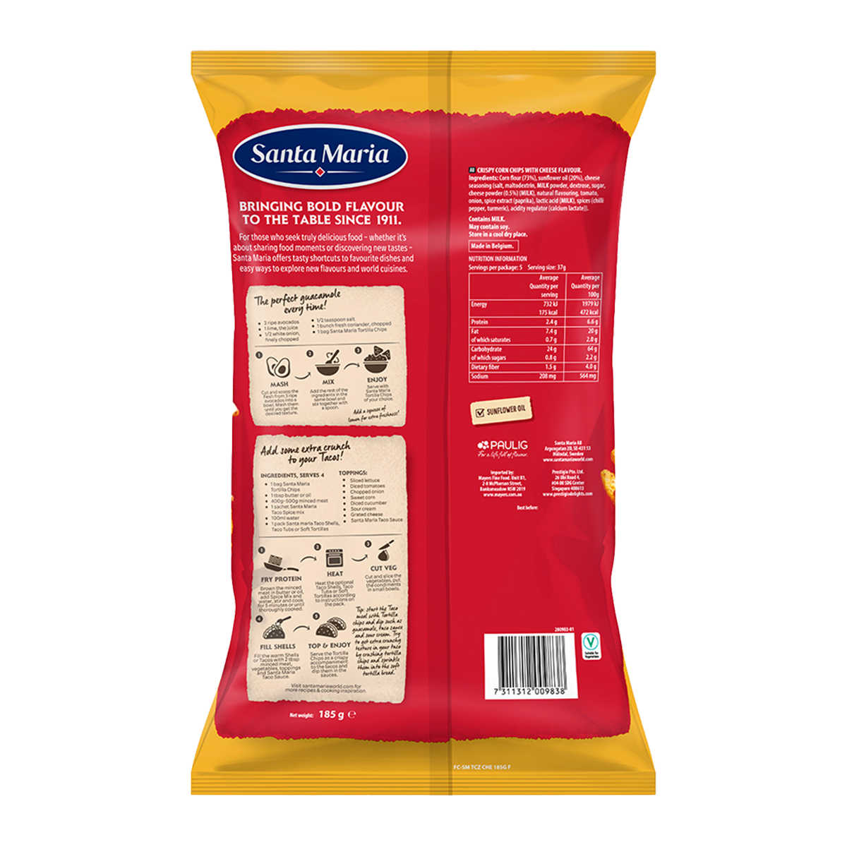 Santa Maria Tortilla Chips Cheese 185g