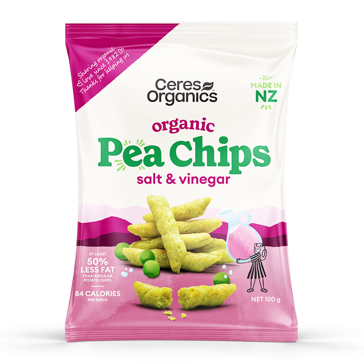 Ceres Organic Pea Chips Salt & Vinegar 100g