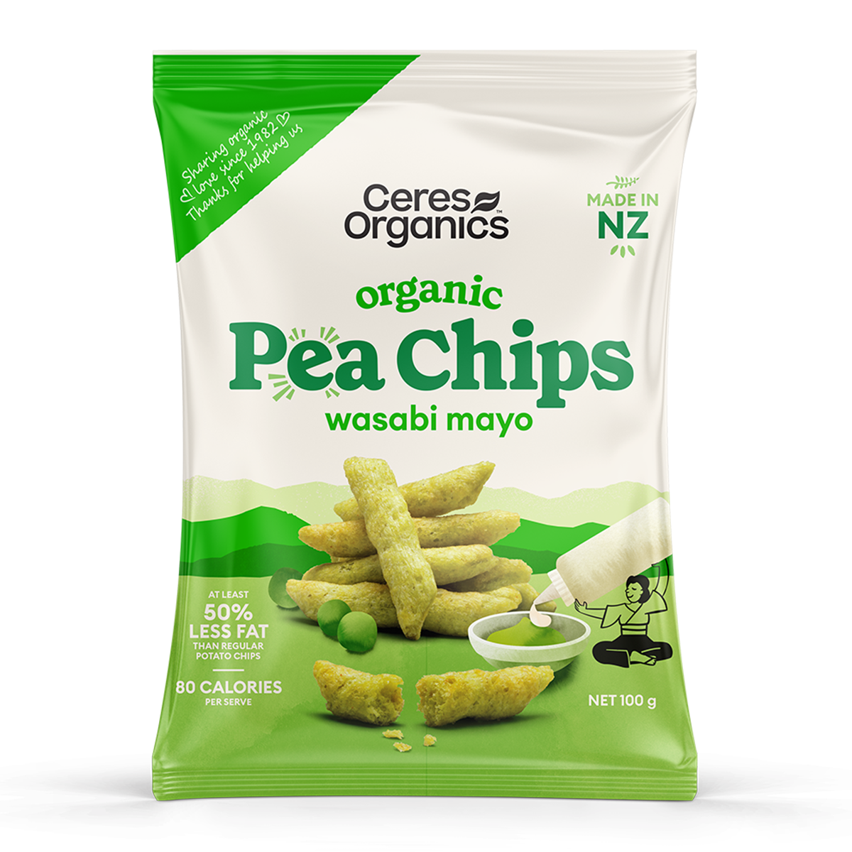 Ceres Organic Pea Chips Wasabi Mayo 100g