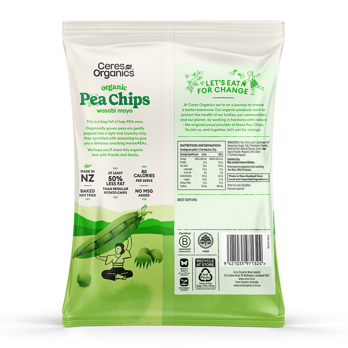 Ceres Organic Pea Chips Wasabi Mayo 100g