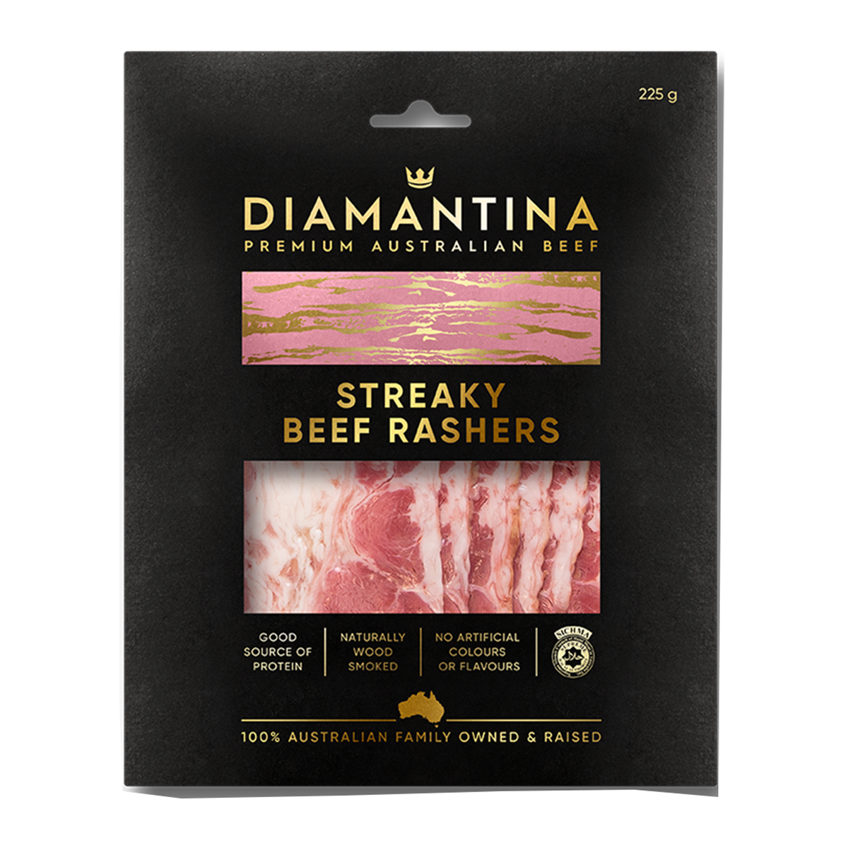 Diamantina Australian Beef Streaky Beef Rashers 225g