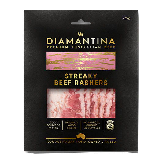 Diamantina Australian Beef Streaky Beef Rashers 225g