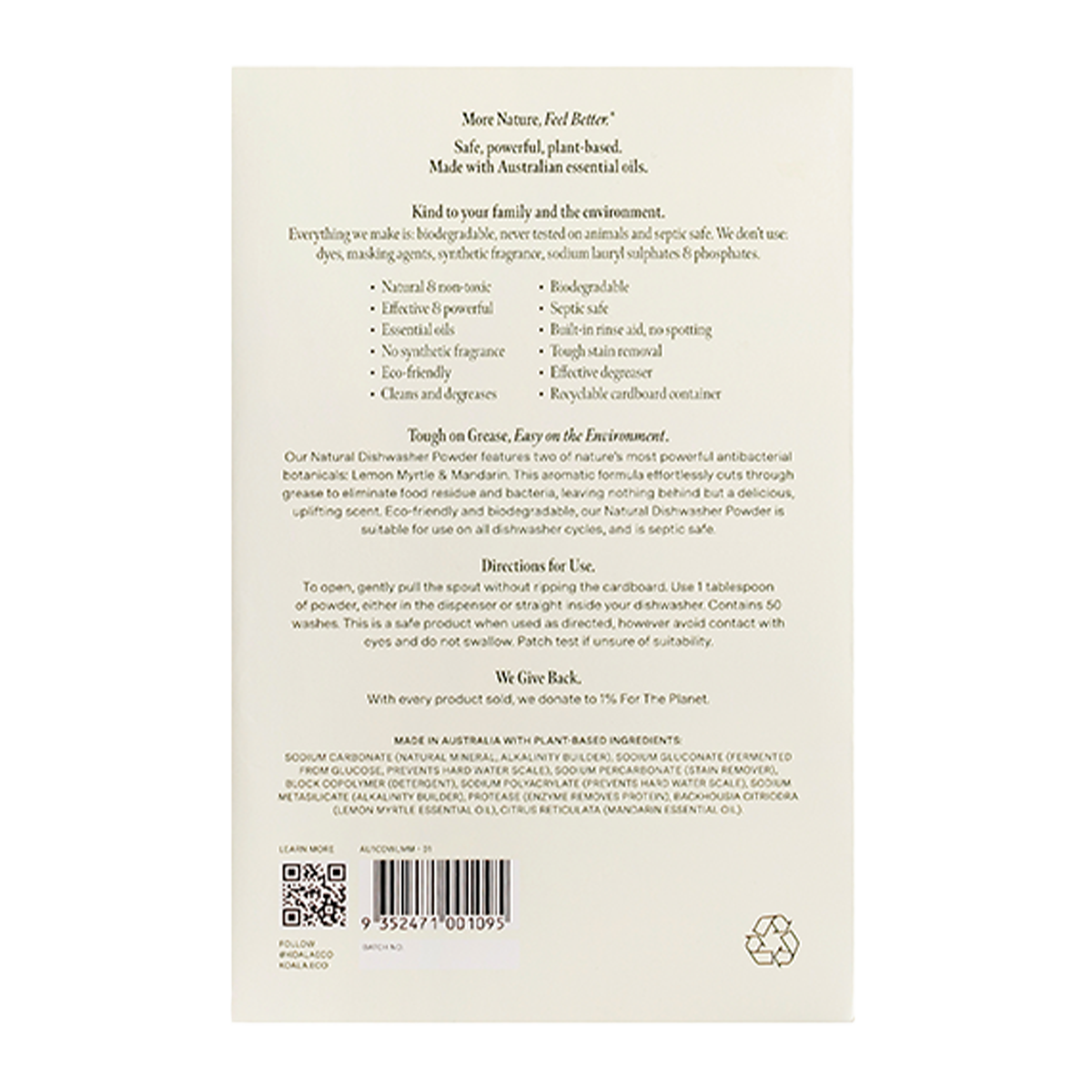 Koala Eco Dishwasher Powder 1kg