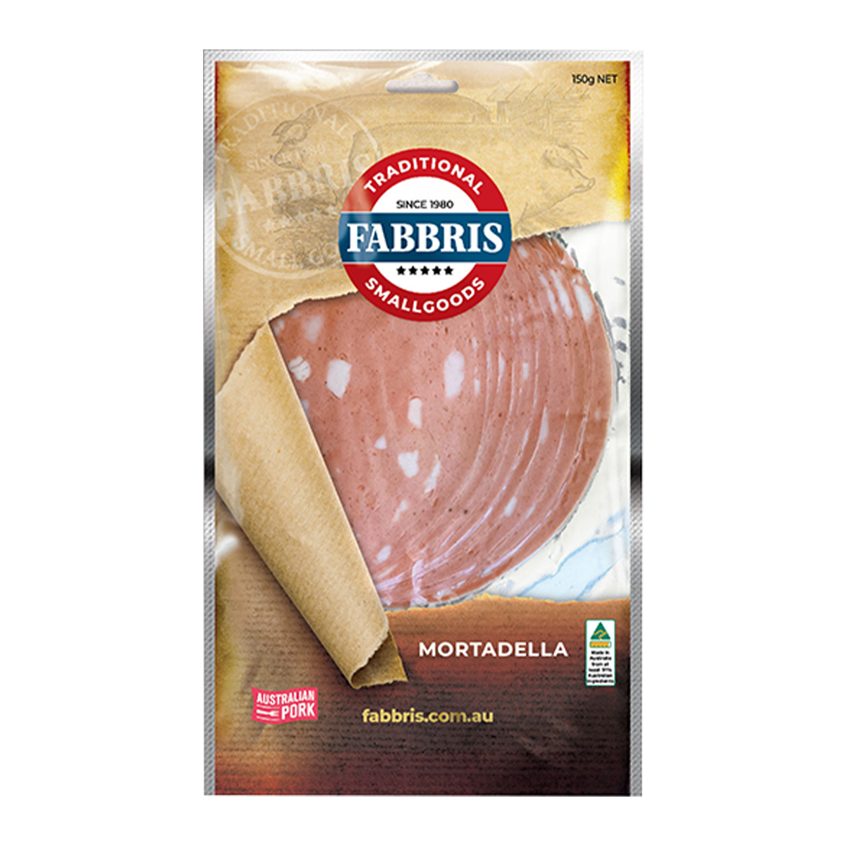 Fabbris Mortadella Plain Sliced 150g
