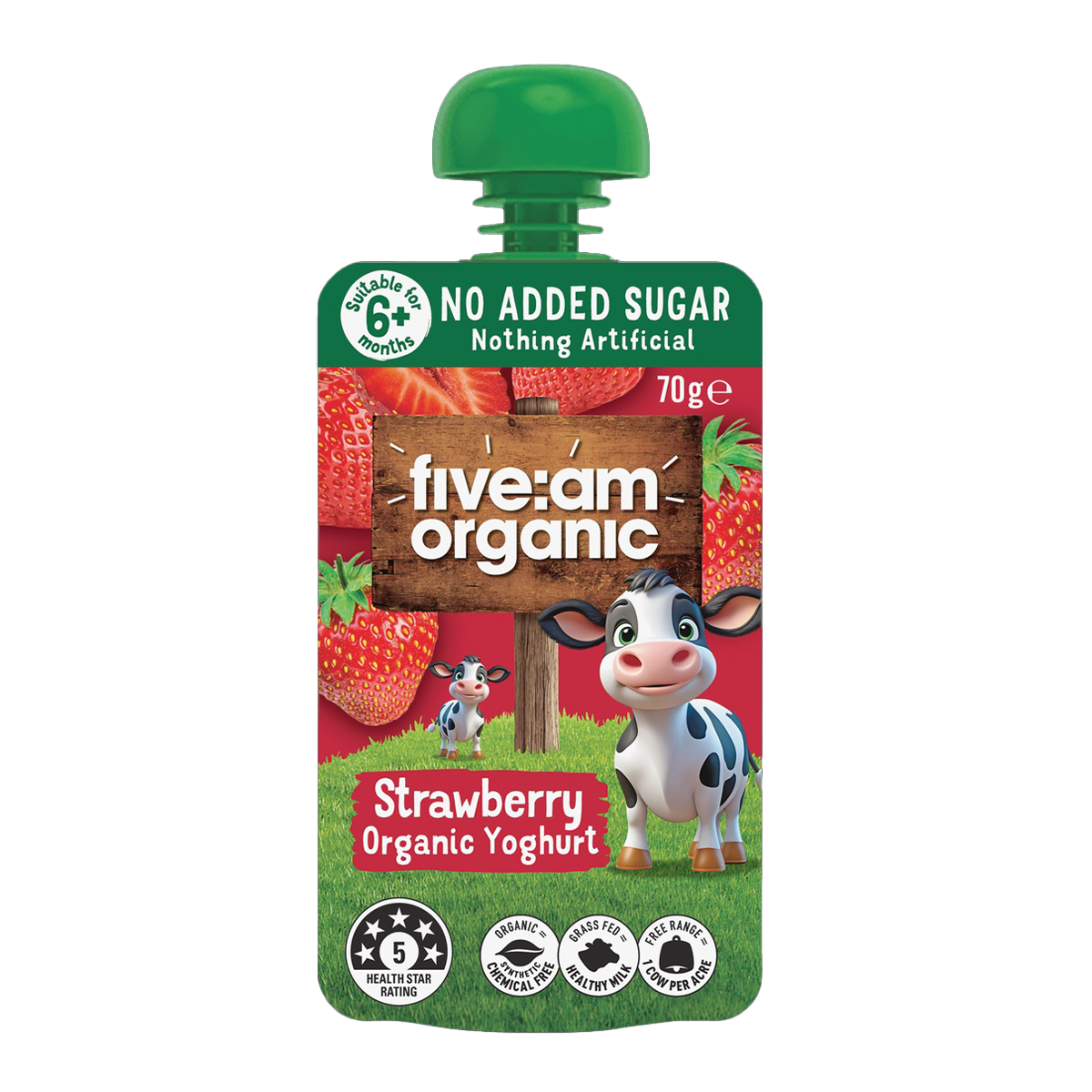 Five AM Strawberry Organic Yogurt 70g