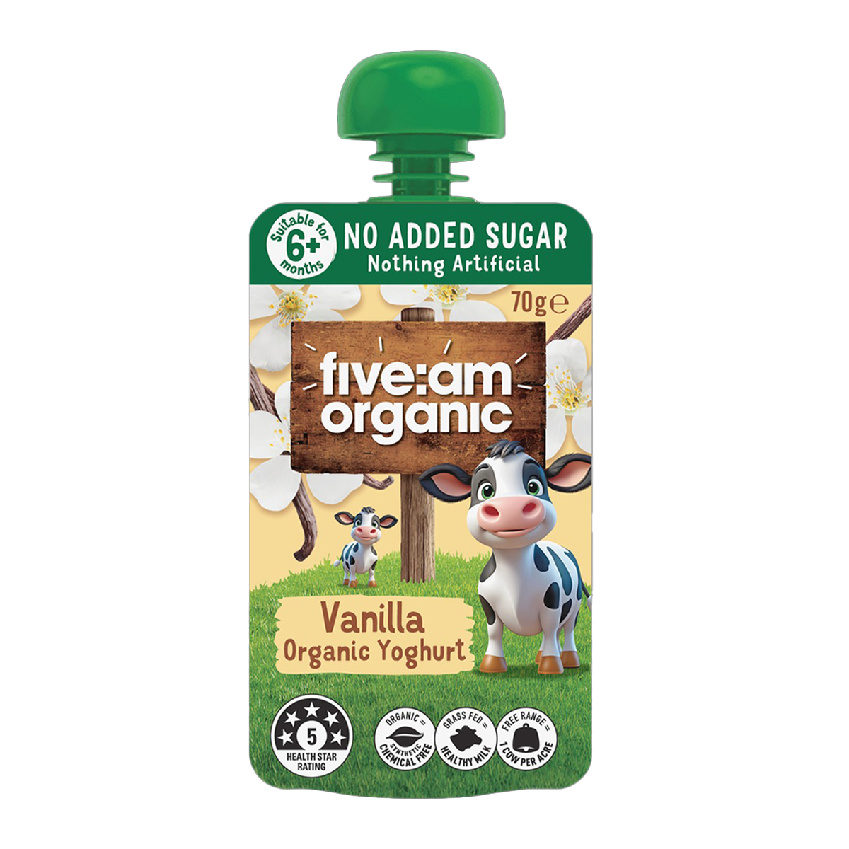 Five AM Vanilla Organic Yogurt 70g