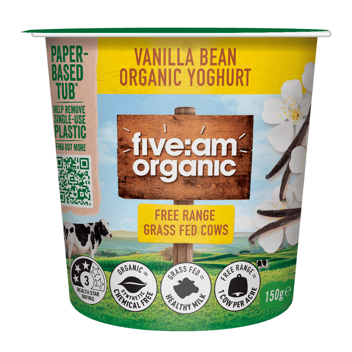 Five AM Vanilla Bean Organic Yogurt 150g