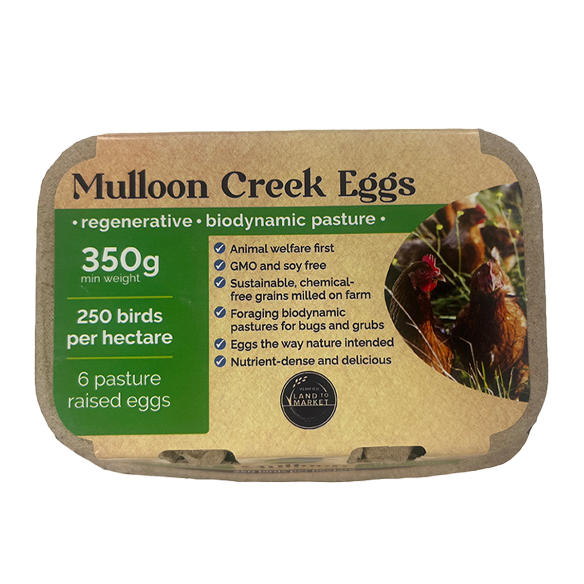 Mulloon Creek Biodynamic Pasture Raised Eggs x6 350g