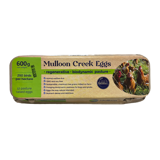 Mulloon Creek Biodynamic Pasture Raised Large Eggs x12 600g