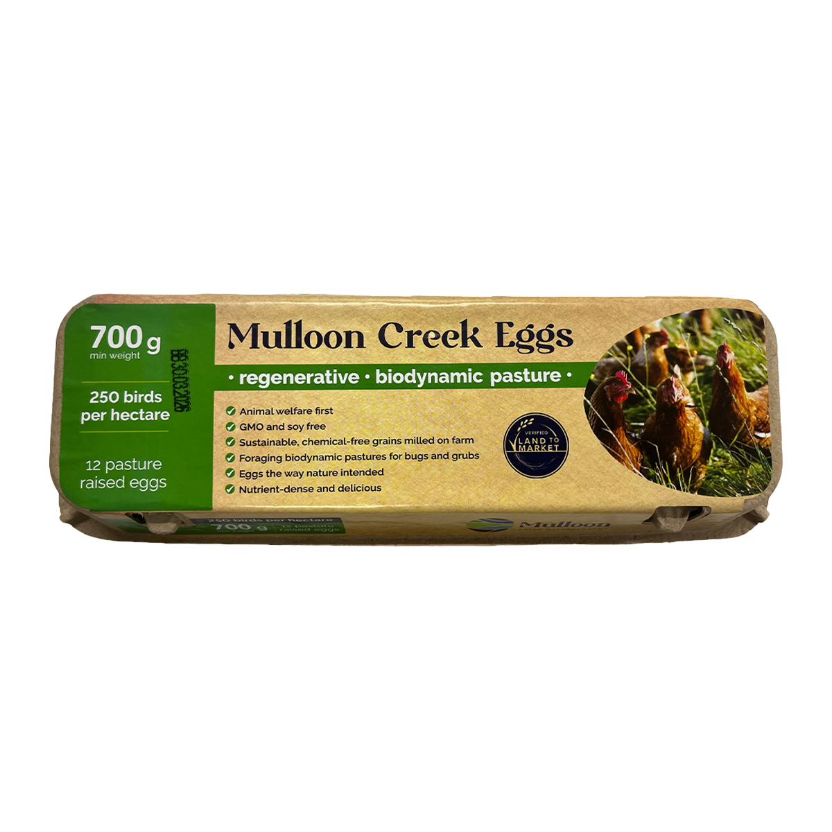 Mulloon Creek Biodynamic Pasture Raised Extra Large Eggs x12 700g