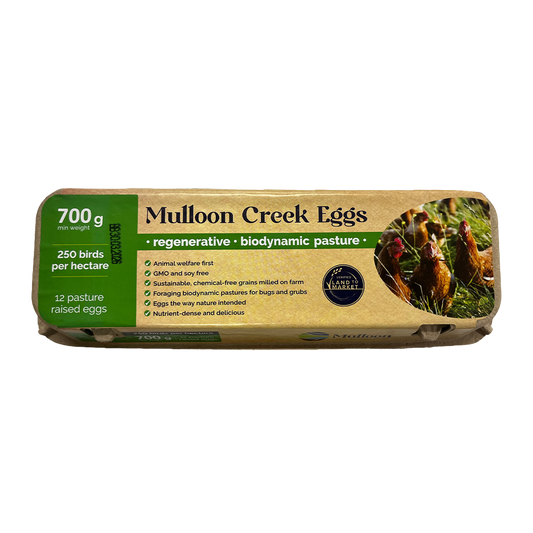Mulloon Creek Biodynamic Pasture Raised Extra Large Eggs x12 700g